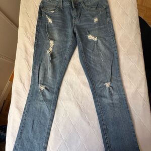 Seven7 Women's Boot Cut Jeans in Distressed Blue